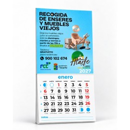 Calendarios Magnéticos con faldilla 105 x 210 (zona imán 105 x 100 mm)